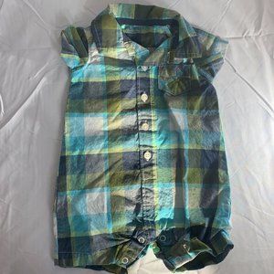 Gap Collared Button Up Plaid Short Sleeve Onesies